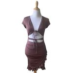 I am gia I.AM.GIA Brown Greta Ruffle Tie-front Mini Dress Size Medium Photo 1