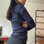 Nike Dri Fit Running Half Zip Long Sleeve Top Shirt Black Purple Stripe Size S Photo 1