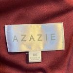 Azazie  Deep Red (Burgundy) Maxi Pleated V-Neck Gown Size A6 Photo 10