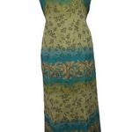 Kathie Lee Dress Women M 8/10 90s Vintage Tie Floral Sheath Tank Maxi Lined Boho Blue Size M Photo 0