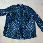 Calvin Klein  Blue Geometric Blouse Photo 0