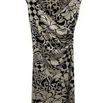 Ruby Y2K  Black & Cream Floral Abstract Cap Sleeve Sheath Dress Photo 0