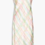 Cami NYC NEW  Raven Printed Silk Charmeuse Slip Dress Rainbow Plaid Photo 0