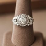 Moissanite Vintage Halo Engagement Ring Photo 0