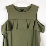 Torrid Plus Size 2X Olive Green Ruffled Knit Sweatshirt Dress Cold Shoulder 914 Photo 3
