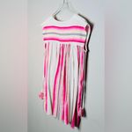 Lemlem White Neon Pink Striped Handwoven Caftan Dress Photo 6