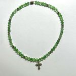 Green beaded rhinestone cross necklace Photo 2