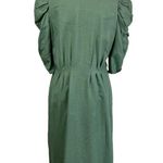 Vintage 70's Puff Sleeve Midi Dress Dieselpunk Green Size 10 Photo 7