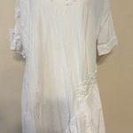 Oh My Gauze White Embroidered Tunic Boho Linen Size 2 Top Dress Casual Photo 0
