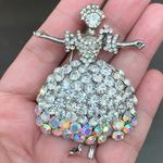 Pavé Clear AB Aurora Borealis Crystal Ballerina Dancer Lady Brooch Photo 2