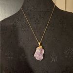💜 Gold Necklace with Lavender Faux Amethyst Pendant Photo 1