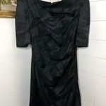Theia Boat Neck Gathered Brush Stroke Knee Length Cocktail Dress Black Size 12 Photo 0