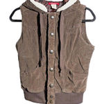 Vintage Y2K Brown Corduroy Sherpa Lined Hooded Vest Snaps Pockets Union Bay M Size M Photo 0