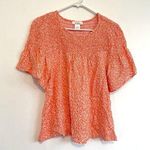 ROMANTICS URBAN OUTFITTERS UO Orange Speckled Short Sleeve Smocked Blouse Photo 0