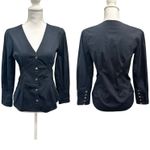 Veronica Beard  Black Peplum Pintuck Structured Minimalist Office Siren Blouse Photo 1