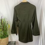 M.N.I. Los Angeles Army Green Satin Long Sleeve Belted Shirt Dress NEW S Photo 3