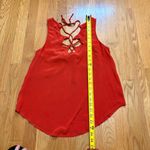 Ecote  100% Silk Boho Indie Twee Top Blouse Women’s M Laceup Back Red Cottagecore Photo 7