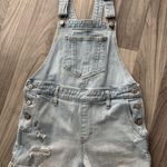 Old Navy Shortalls Womens Small Blue Shorts Bib Overalls Cuffed Distressed 30x3 Photo 0
