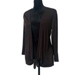 Chico's 0 Travelers Open Front Tied Cardigan Women S 4 Brown Slinky Stretch Top Photo 3