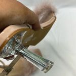 None PINK FEATHERED HEELS 7.5-8 39 PINK WITH BEIGE SHOE & TRANSPARENT HEEL NEW IN BOX Photo 11