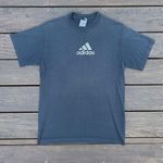 Black  Vintage Tee w/ White Logo Screen-Printed Adidas   Photo 0