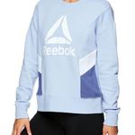 Reebok Logo Journey French Terry Cropped Crew Sweatshirt Eventide Powder Blue L Photo 0