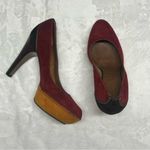 Moreschi High Heel Pumps Platform Burgundy Red Mustard Suede Leather Size 37.5 Photo 2