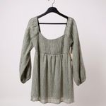 Altar'd State  Long Sleeve Smocked Square Neck Dress‎ Sage Green Size S NEW Photo 0