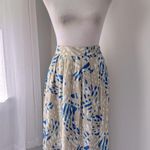 Vintage ‘90s Melrose Blue, White & Tan Abstract Print Midi Skirt Blue Photo 1