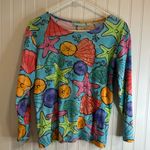 Anthony Resort women Vibrant Sea Life Print Long Sleeve Top. Cruise beach . Blue Size M Photo 0