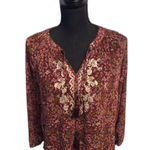 Mason & Belle New NWT Stitch Fix Large L Burgandy Embroidered Tie Top Photo 0