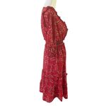 Max Studio Red Floral Bubble Crepe Knee Length Cottagecore Style Dress Size XS Photo 3