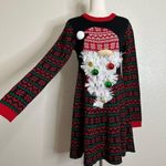 Born Famous Santa Crewneck Long Sleeves Sweater Dress, Sz Large Black Photo 1