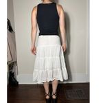 Vintage Bohemain Cottagecore 100% Cotton White Midi Flowy Skirt Size Medium Photo 2
