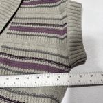Sonoma Cardigan Sweater Womens M Gray Purple Striped Knit Belted Short Sleeve Photo 8