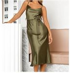 White Fox Boutique White‎ Fox Be My Lover Midi Silver Event Wedding Guest Bridemaid Shiny Dress L Photo 4