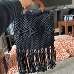 Danielle Nicole  NWT Black Macrame Purse w/ wood handles crossbody EDGY FEMININE Photo 5