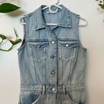 ZARA Denim Cotton  Classic Sleeveless Romper Sz M Photo 3