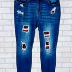 Judy Blue Buffalo Plaid Patch Distressed Skinny Jeans Size 20 Photo 4