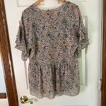 CAbi  Poet Blouse Floral Print Ruffle Sleeve V-Neck‎ Top Medium Photo 7