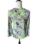 Ibkul Womens Golf Top Floral Colorful Sun Protection Long Sleeve Small Green Photo 1