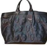 IO PELLE ITALIA multi skull black leather tote bag embossed purse large Photo 8