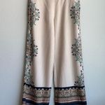Farm Rio  Cream Satin Handkerchief Bohemian High Waist Wide Leg Pants Size XS Photo 1