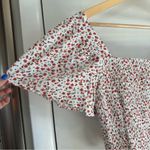 Japna  Smocked Crop Top. Size: Medium. White with Red Flowers. Photo 1