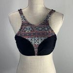 Trillium Halter Neck Black Geometric Tribal Print Swim Bikini Top Size Large Photo 0