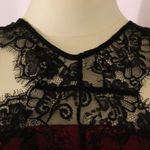 Emerald Sundae Retro Pinup Style Body Con Sexy Red Dress with Halter and Lace Detailing Photo 4