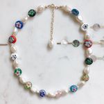 Handmade Y2K Flower Glass Pearl Necklace  Photo 0