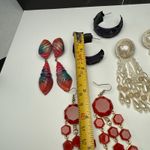 Large Dangle Drop & Hoop Statement Pierced Earrings Lot Of 4 Some Handmade Photo 6