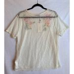 ZARA  Embroidered Floral Lace Sheer Short Sleeve T Shirt Top Women Size L NWT Photo 5
