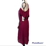 JustFab small maroon dress lined cold shoulder ruffles adjustable straps belted Photo 1